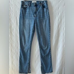 Abercrombie & Fitch Curve Love High Rise Skinny Distressed  Slit Hem Jean